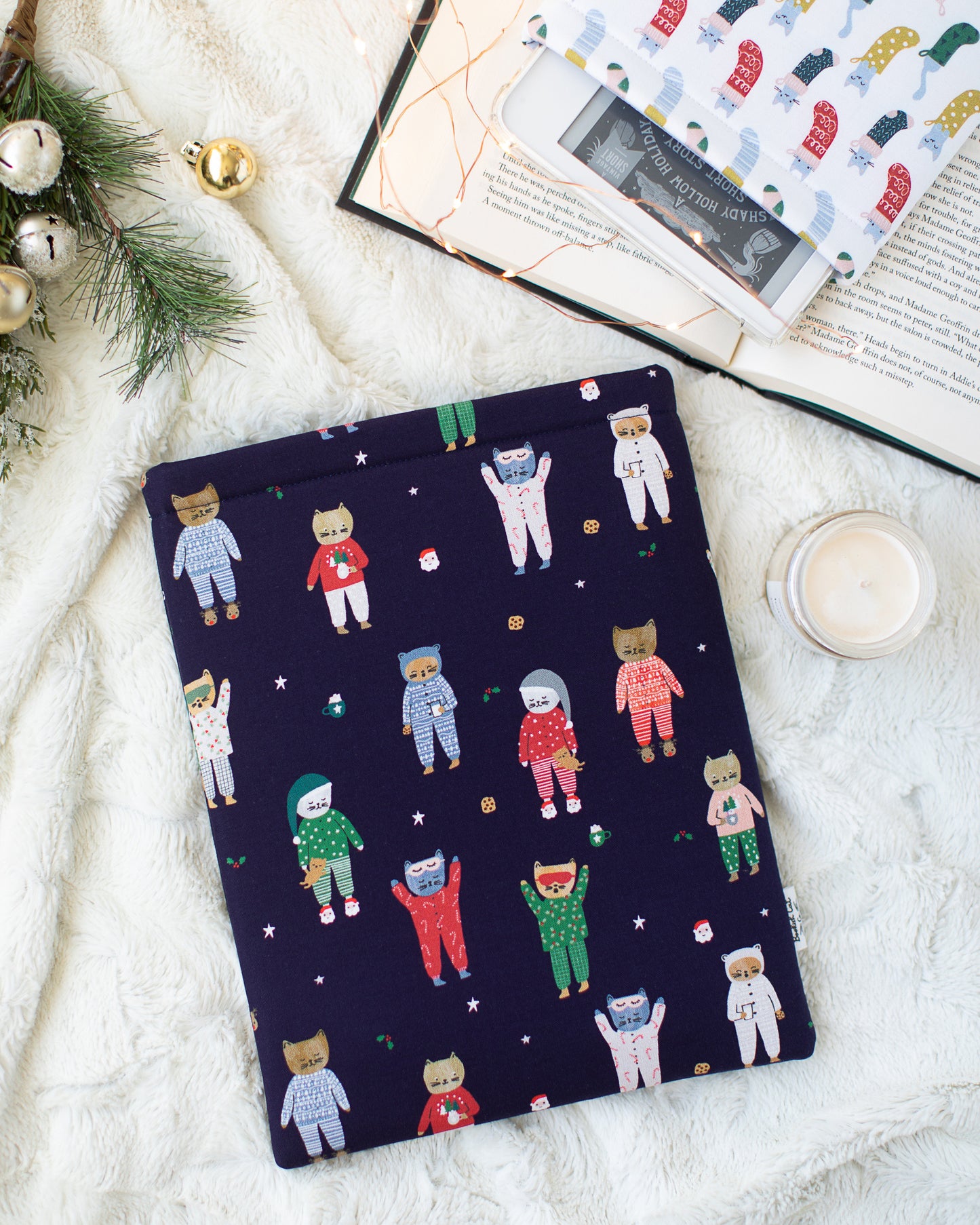 Holiday Cats in Pajamas Hardcover Book Sleeve