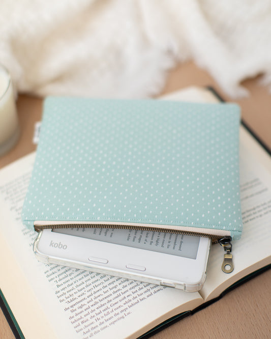 Mint Dots E-Reader Kobo Zipper Sleeve