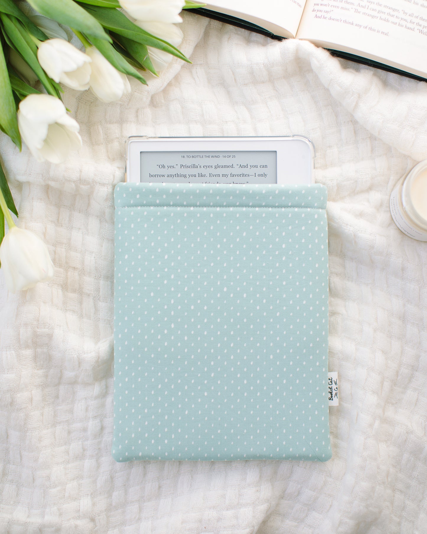 Mint Dots Book Sleeve