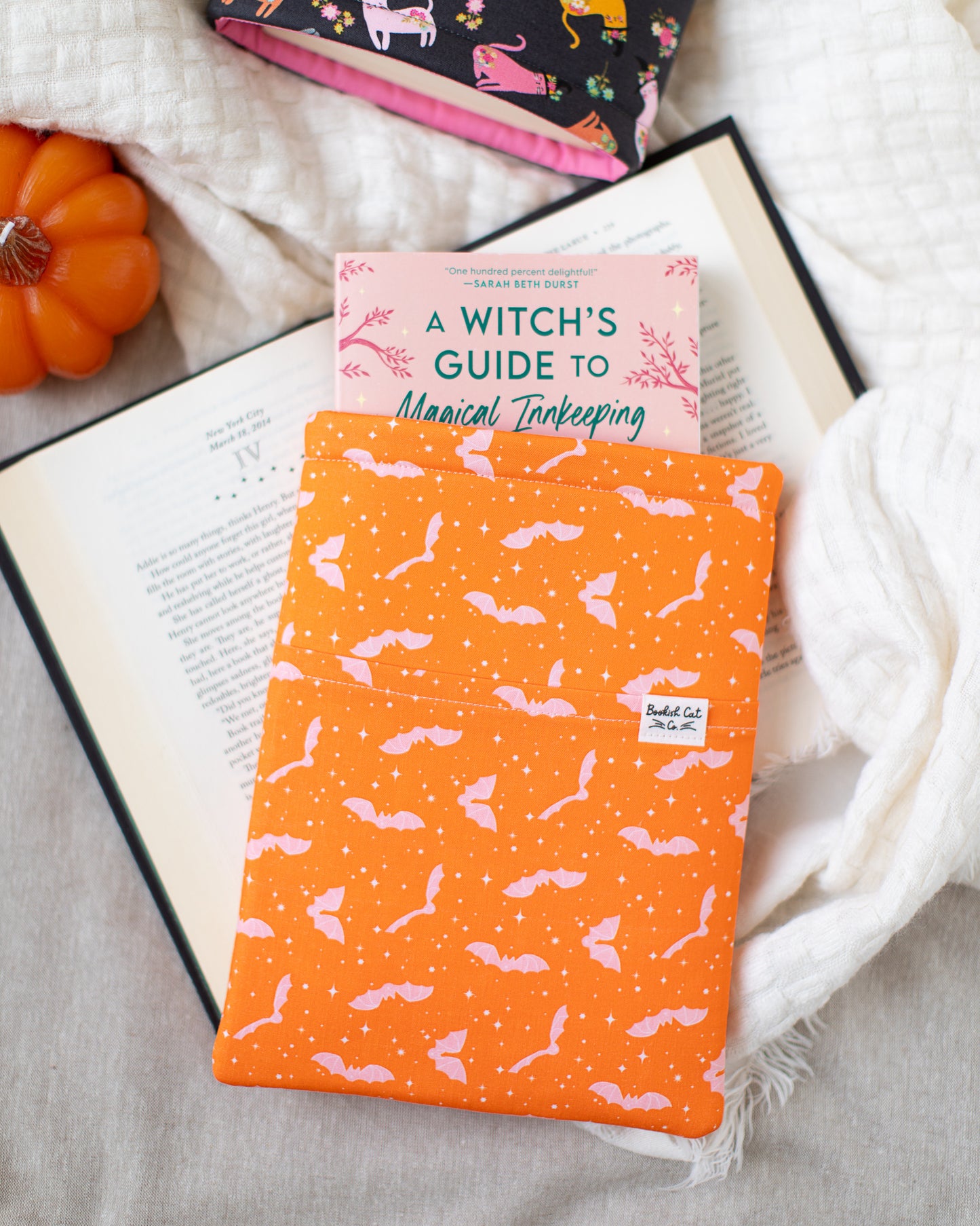 Pink Spooky Bats Book Sleeve
