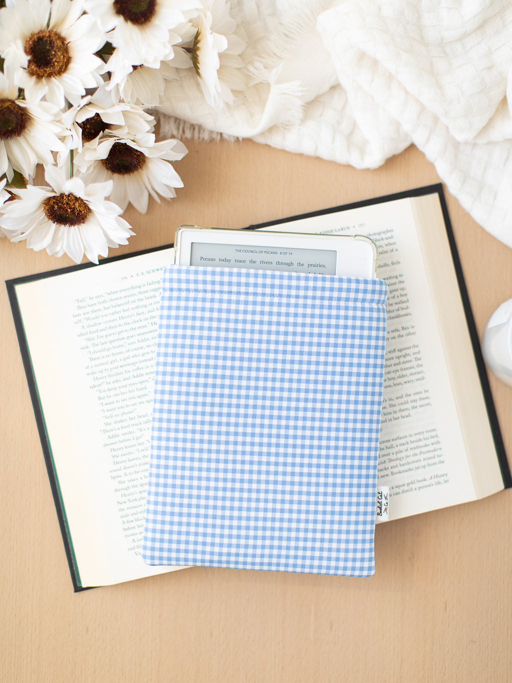 Blue Gingham Book Sleeve