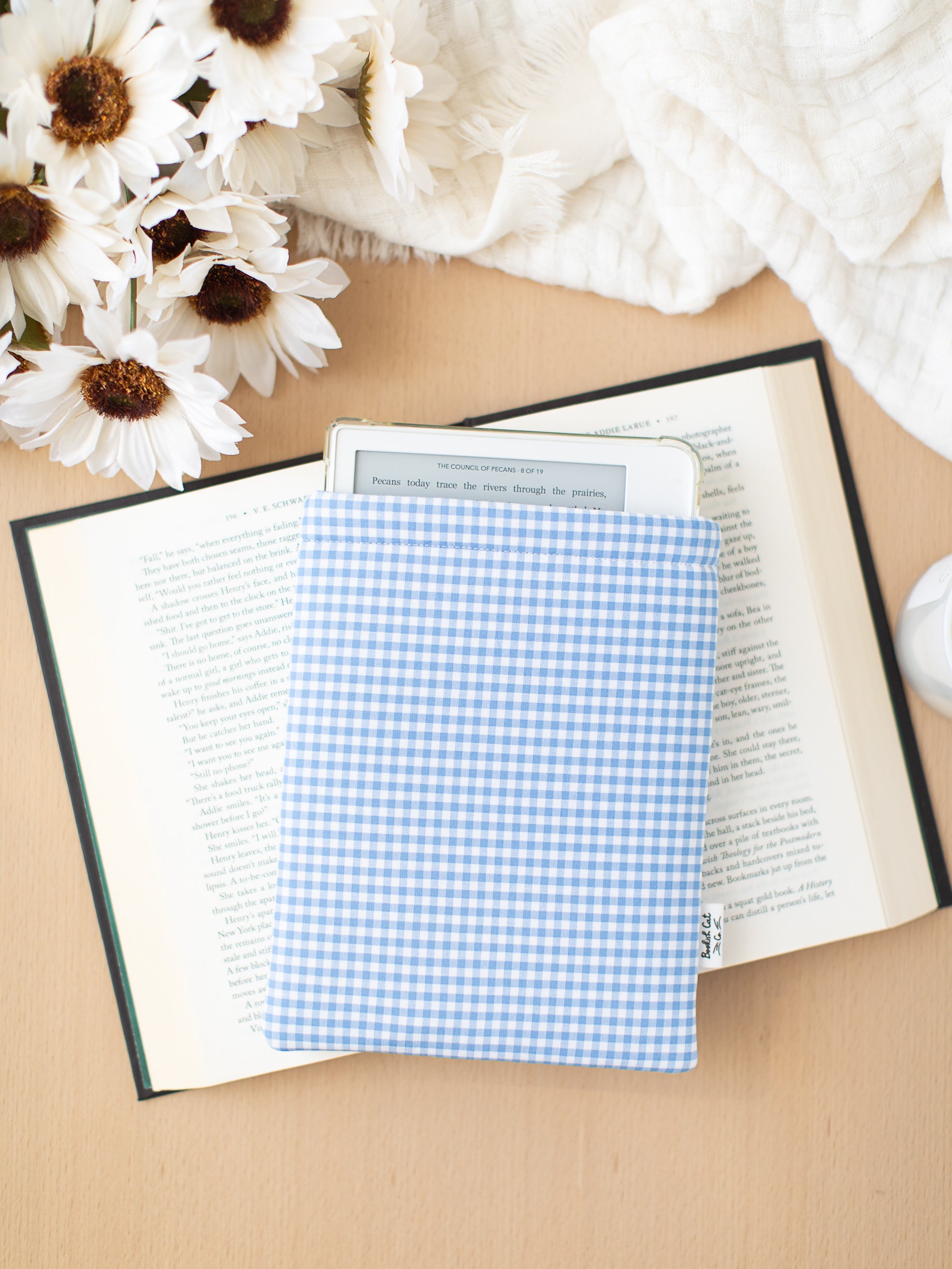 Blue Gingham Book Sleeve