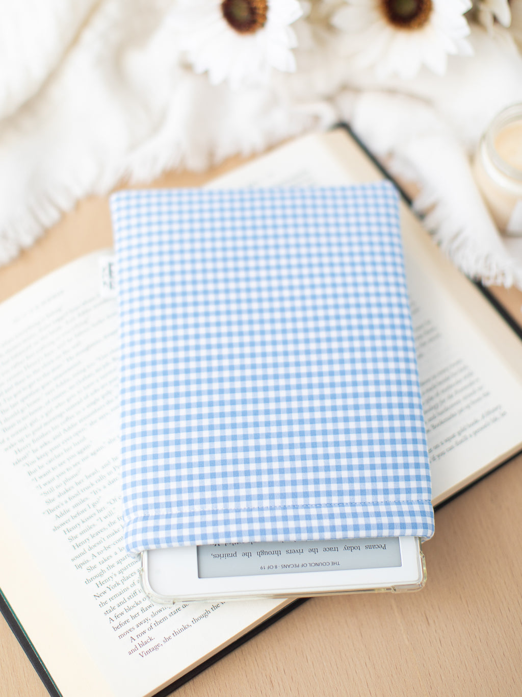 Blue Gingham Book Sleeve