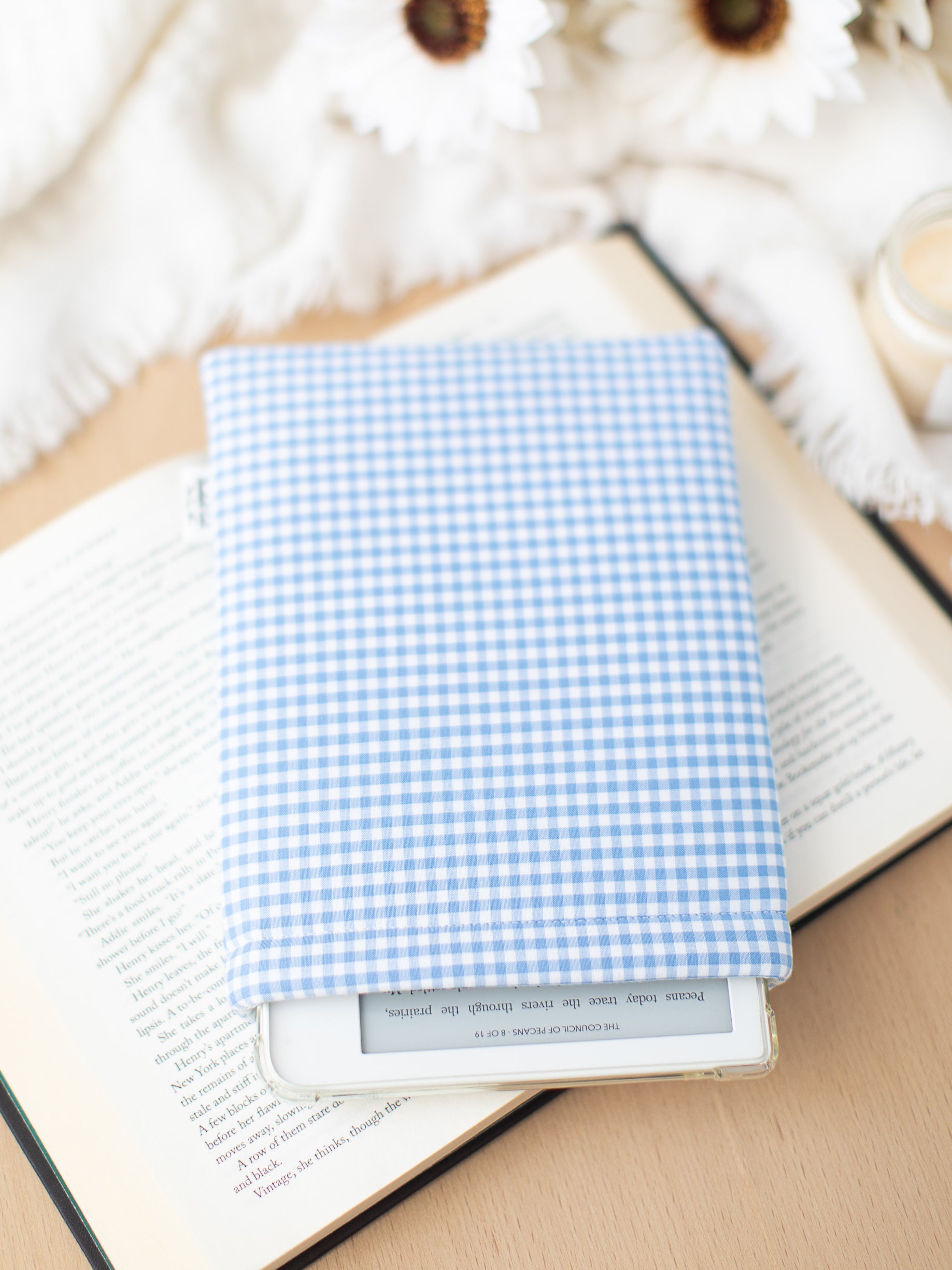 Blue Gingham Book Sleeve