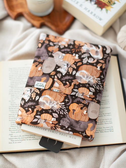 Midnight Pumpkin Cats Book Sleeve