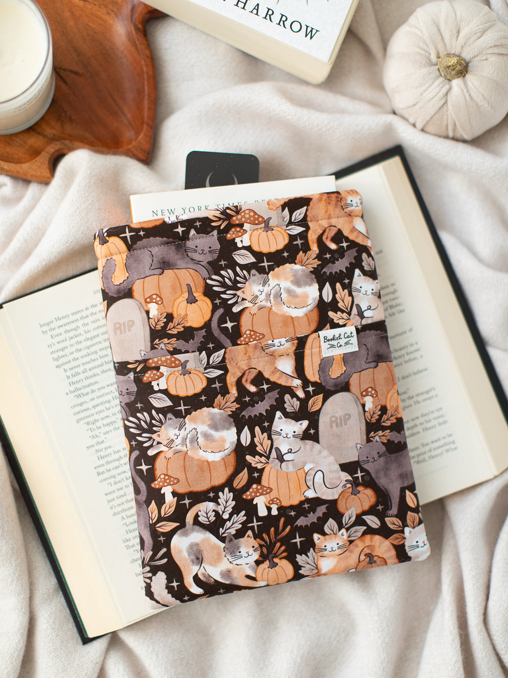 Midnight Pumpkin Cats Book Sleeve