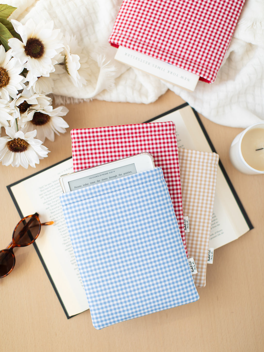 Blue Gingham Book Sleeve