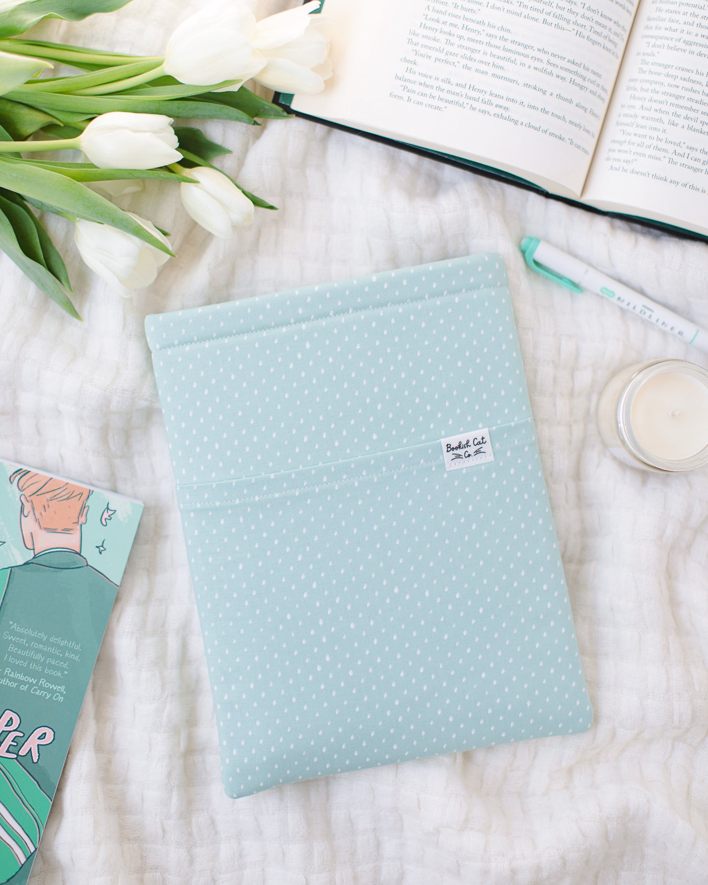 Mint Dots Book Sleeve