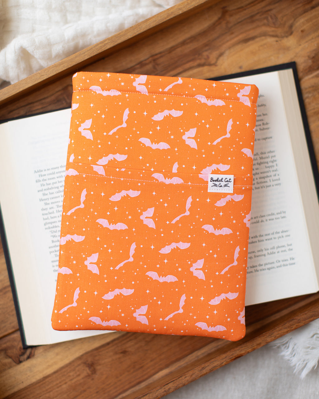 Pink Spooky Bats Book Sleeve