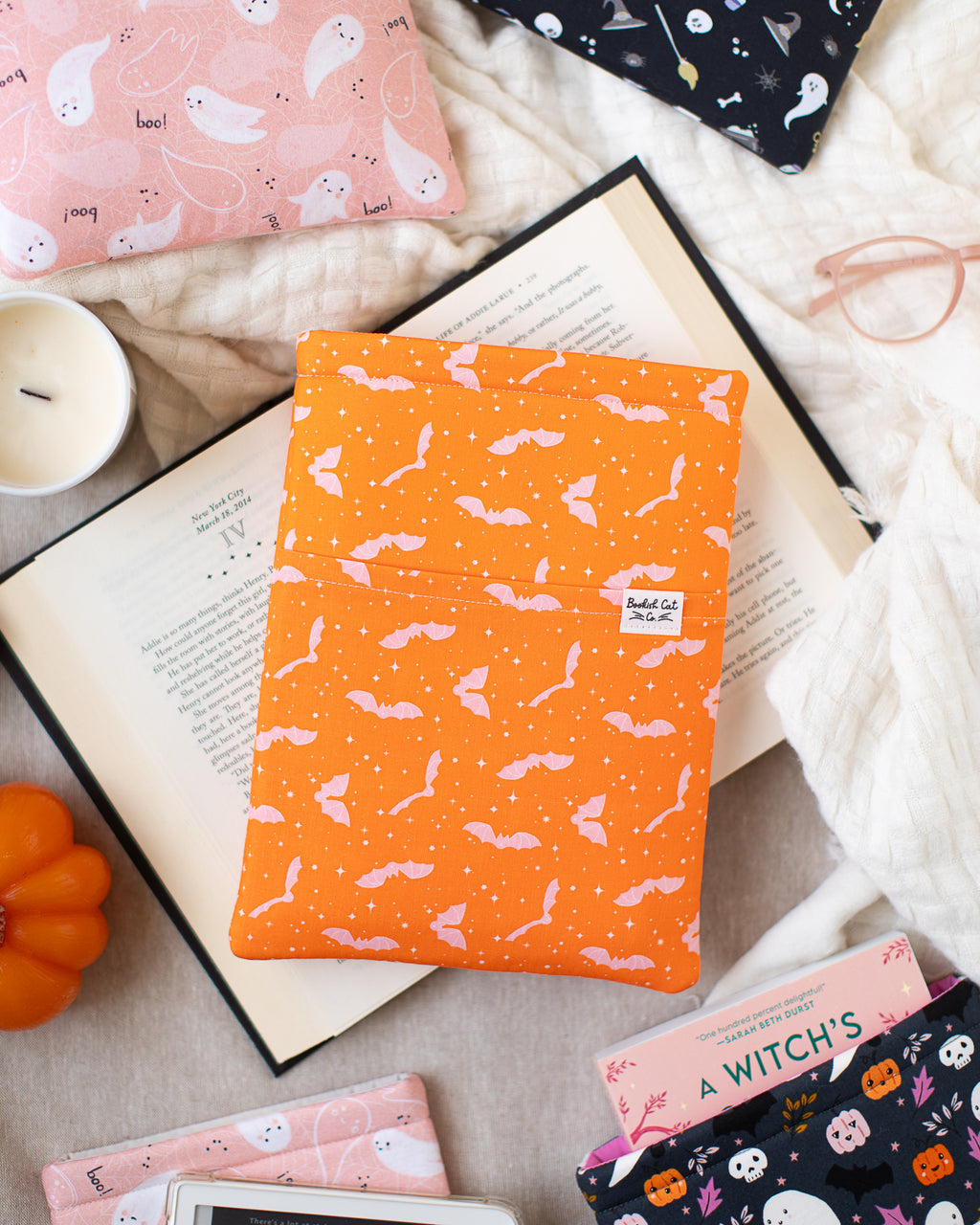 Pink Spooky Bats Book Sleeve