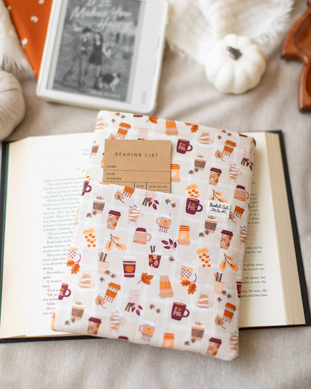 Cozy Fall Drinks Book Sleeve
