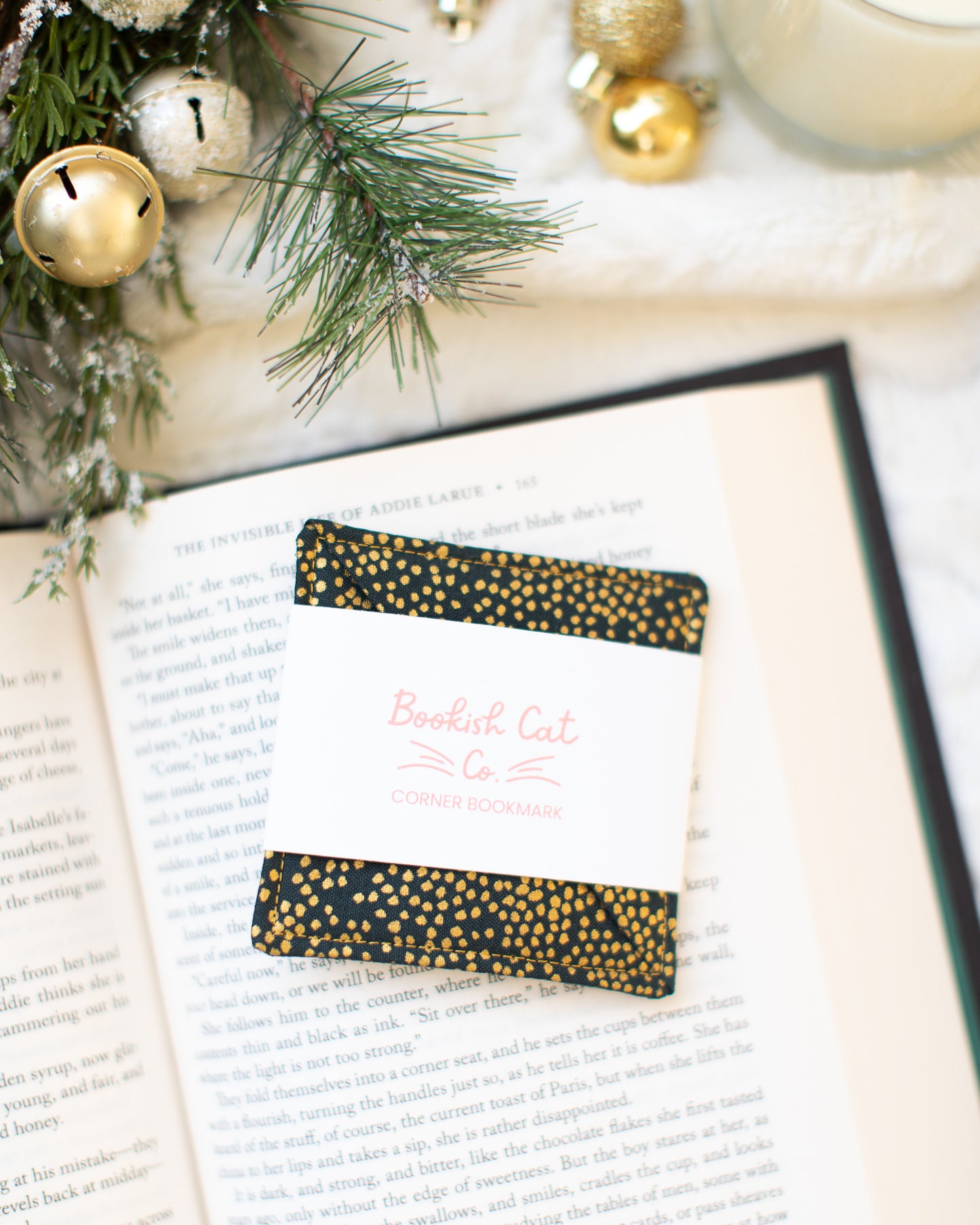 Metallic Gold Dots Corner Bookmark